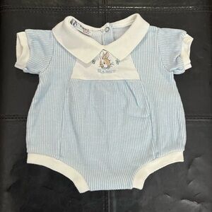 Beatrix Potter Collection Peter Rabbit Baby Shortall - Blue & White Vintage